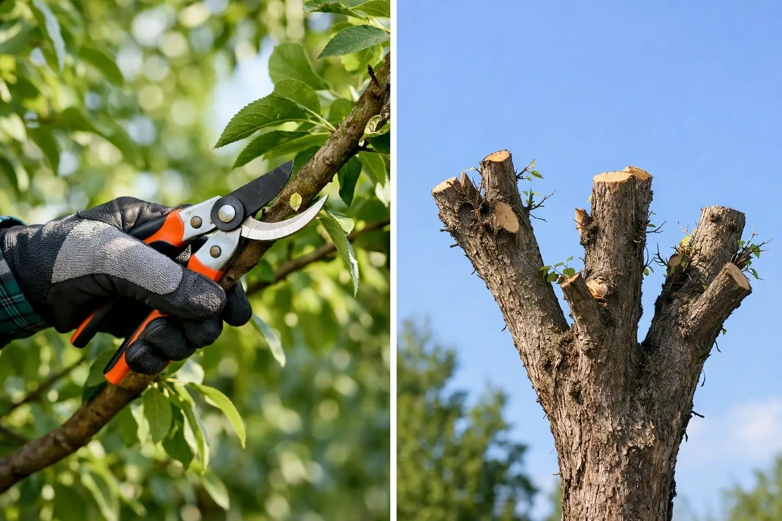 Tree Pruning Versus Topping: What Protects Trees?